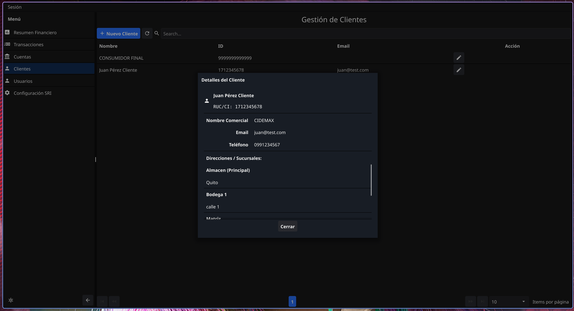 Detalles del Cliente